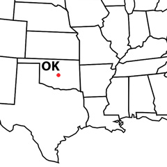 The location of Oklahoma City in the US state of Oklahoma